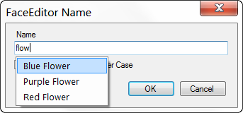 FaceEditor name Autocomplete